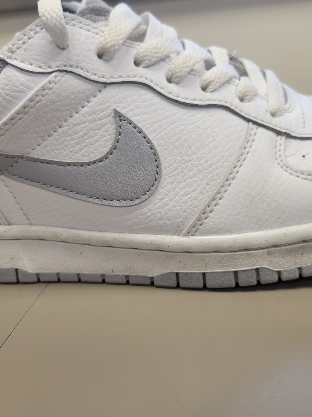 Nike White Low-Top Sneaker with Light Gray Swoosh